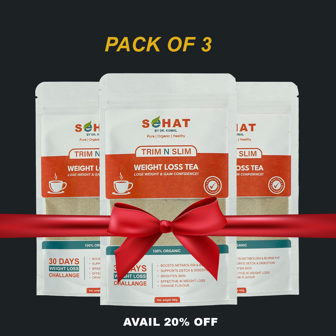 Pack of 3 – Trim n Slim Weight Loss & Skin Glow Tea | Sehat by Dr. Komal